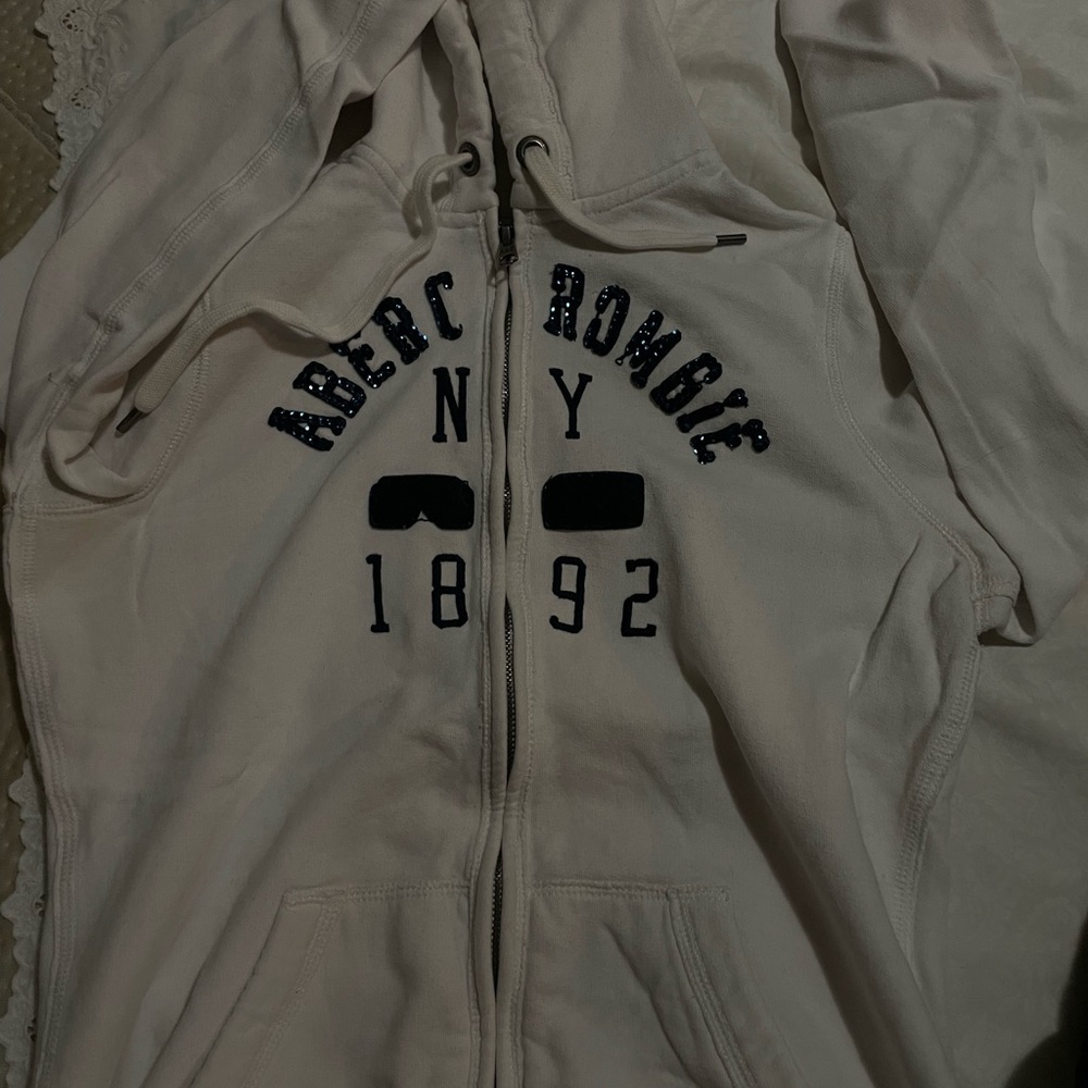 Abercrombie & Fitch Off-White Zip-Up Jacket
